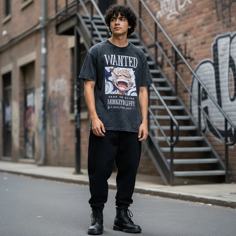Remera Oversize Wanted Monkey D. Luffy - One Piece